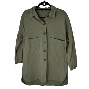 Fashion Nova Women's Olive Green Long Sleeve Button-Up Shacket Size S